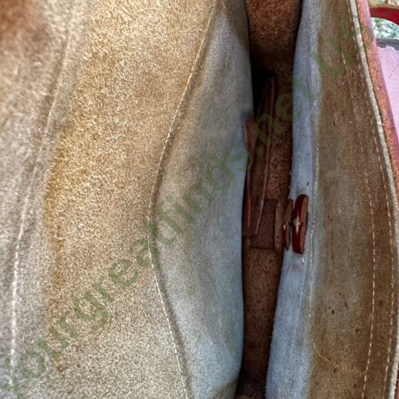 Vintage Mexican Red & White Leather Shoulder Bag Purse - Picture 14 of 14